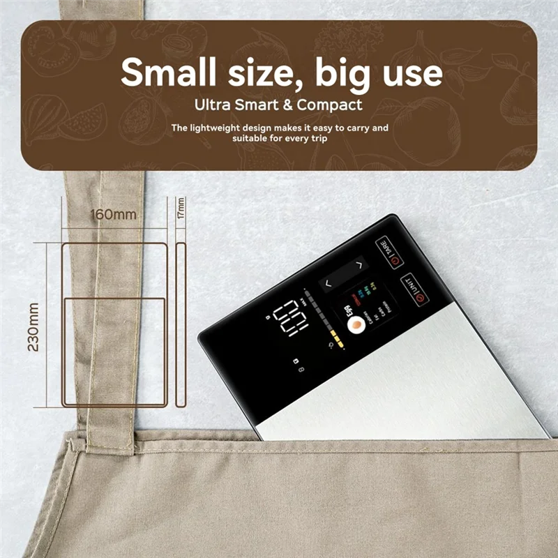 ABUH-مقياس المطبخ 11LB/5 كجم من الفولاذ المقاوم للصدأ للطعام السعرات الحرارية بروتين الدهون الكربوهيدرات آلة حاسبة غذائية الوزن للصحة