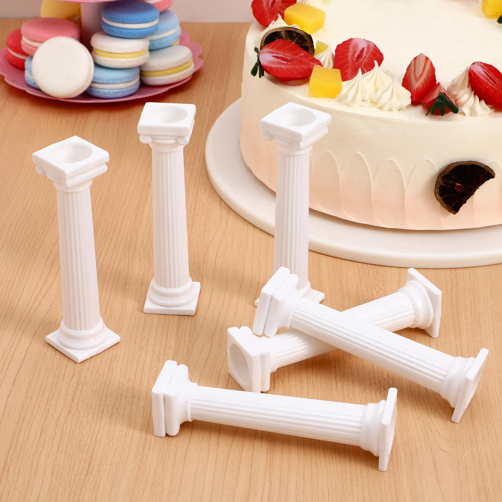 8 pièces de supports à gâteau en plastique de type colonne romaine, 4,9x1,2 pouces, pour gâteaux à plusieurs étages, centre de table de mariage, présentoir à desserts