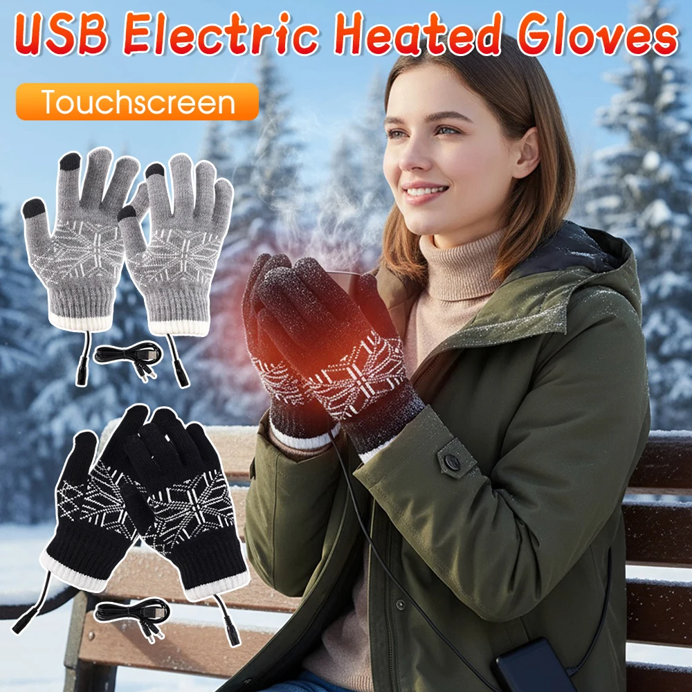 

USB-перчатки с электрическим подогревом, противоскользящие мотоциклетные термоперчатки, ветрозащитные грелки для рук с сенсорным экраном для кемпинга, пешего туризма, новинка