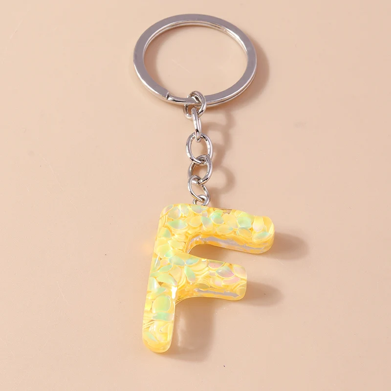 Mode Harz 26 Buchstaben A-Z Alphabet Schlüssel anhänger für Auto Schlüssel Souvenir Geschenke für Frauen Männer Handtasche Anhänger Schlüssel ringe DIY Zubehör – Detail 9