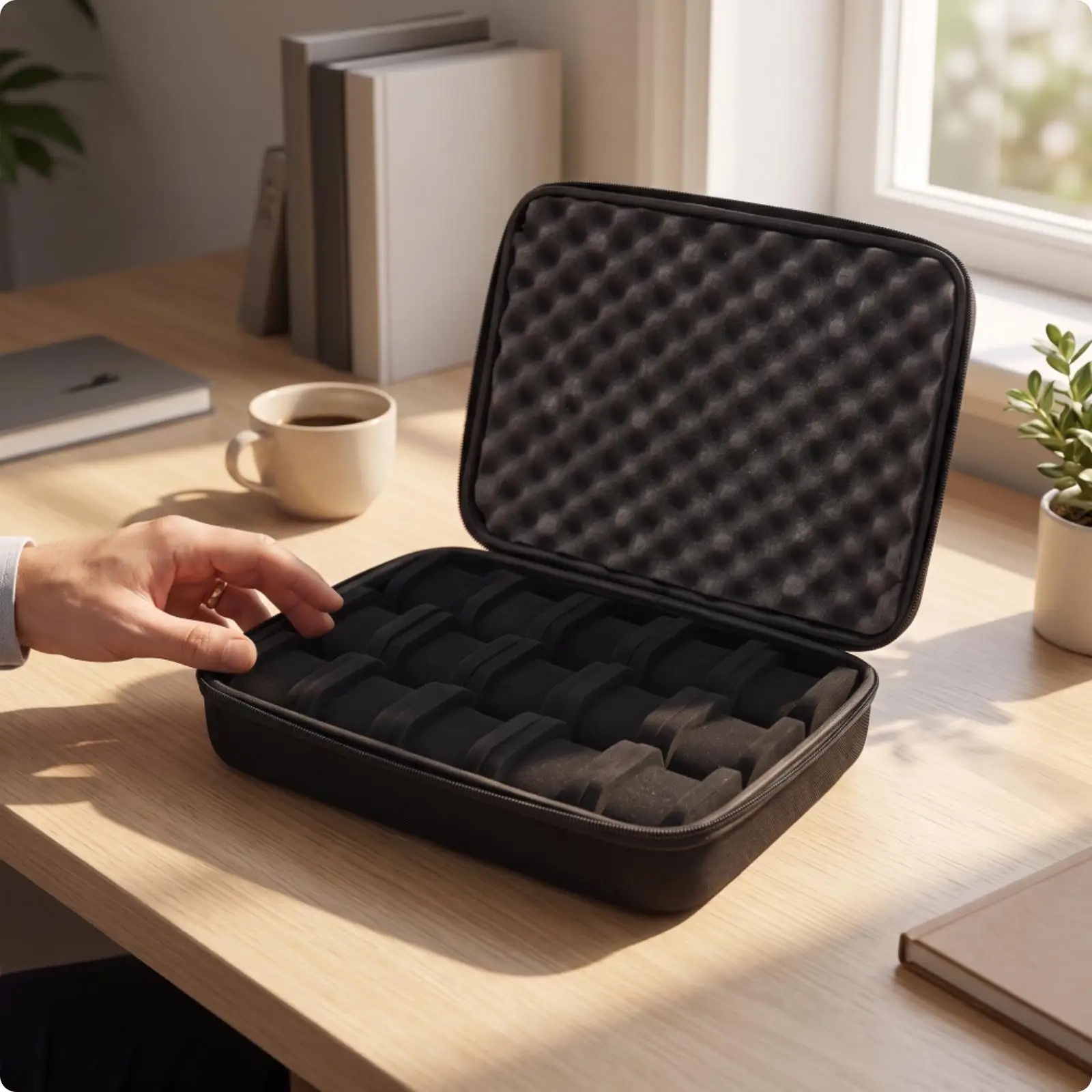 Protective Watch Box for Enthusiasts with Foam Padding and Hard Exterior for Secure Transport of Multiple Wristwatches