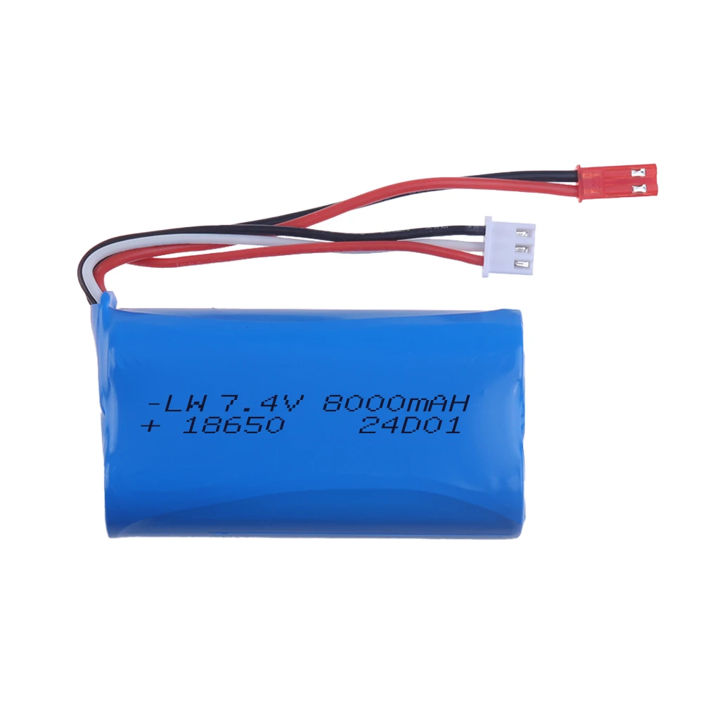 7.4V 8000mAh 18650 2S JST PLUG lipo battery For Remote Control helicopter Car Boats Toys parts upgrade 7.4V Li-po battery