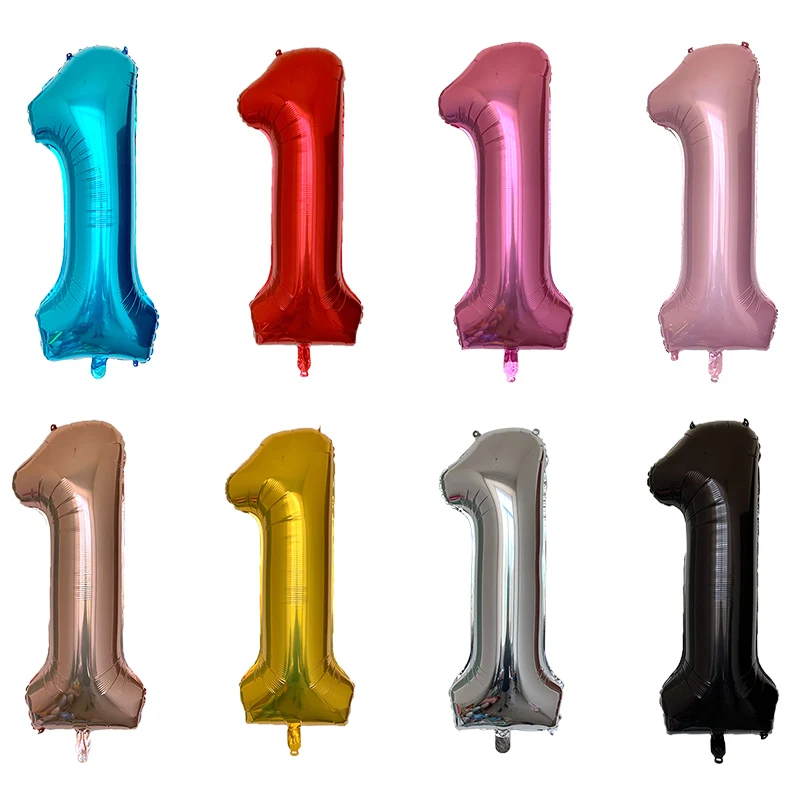 40inch 1st Turquois Rose Gold Silver Big Number Foil Helium Balloons Baby Shower 1 Years Old Birthday Party Decoration Globos