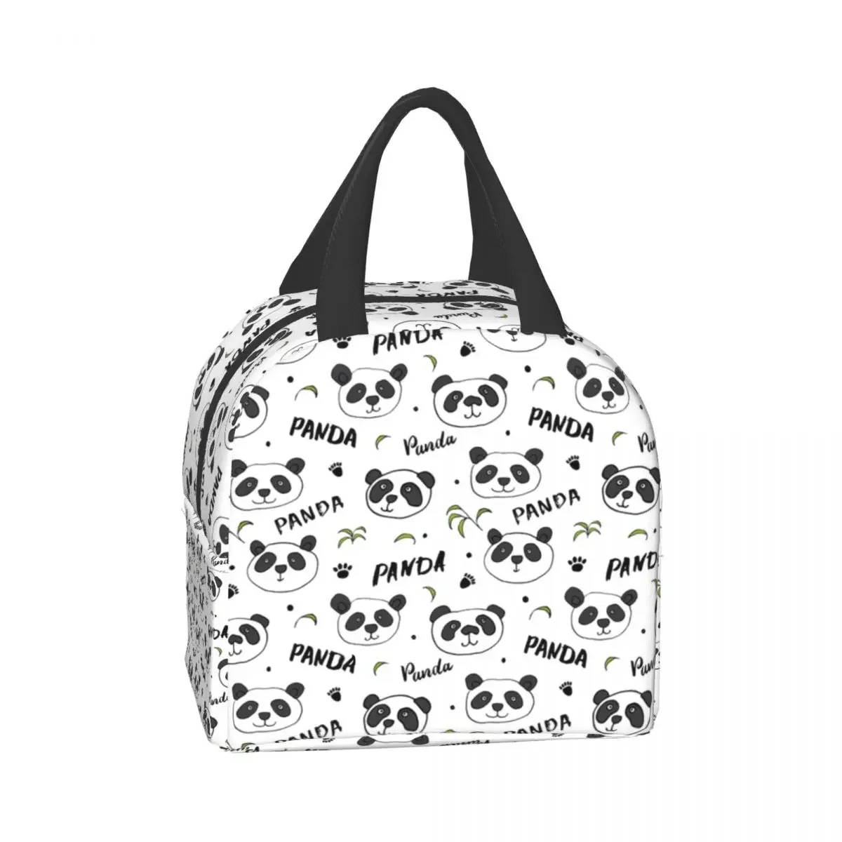 Cute Panda Bear Portable Lunch Box for Women Waterproof Thermal Cooler Food Insulated Lunch Bag Kids School Children Work Picnic