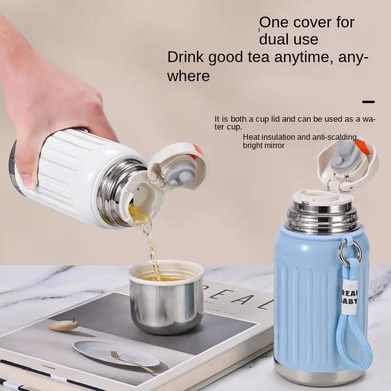 كوب ترمس صغير من الفولاذ المقاوم للصدأ 316، فاصل شاي ومياه بسيط عالي الجودة، زجاجة جديدة معزولة بالفراغ، هدية عمل #3