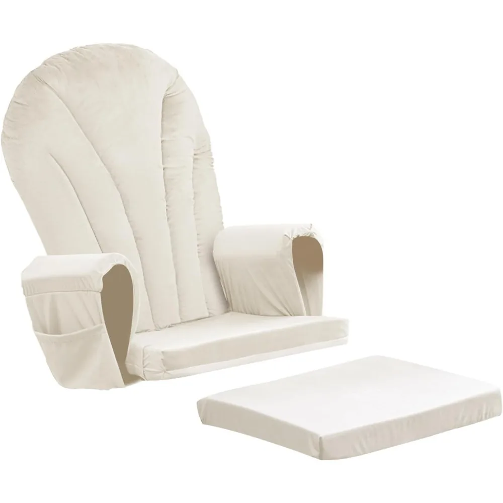 

5pcs Glider Rocker Replacement Cushions Set - Thickened Velvet Glider Rocking Chair Cushions with 29 inch High Backrest