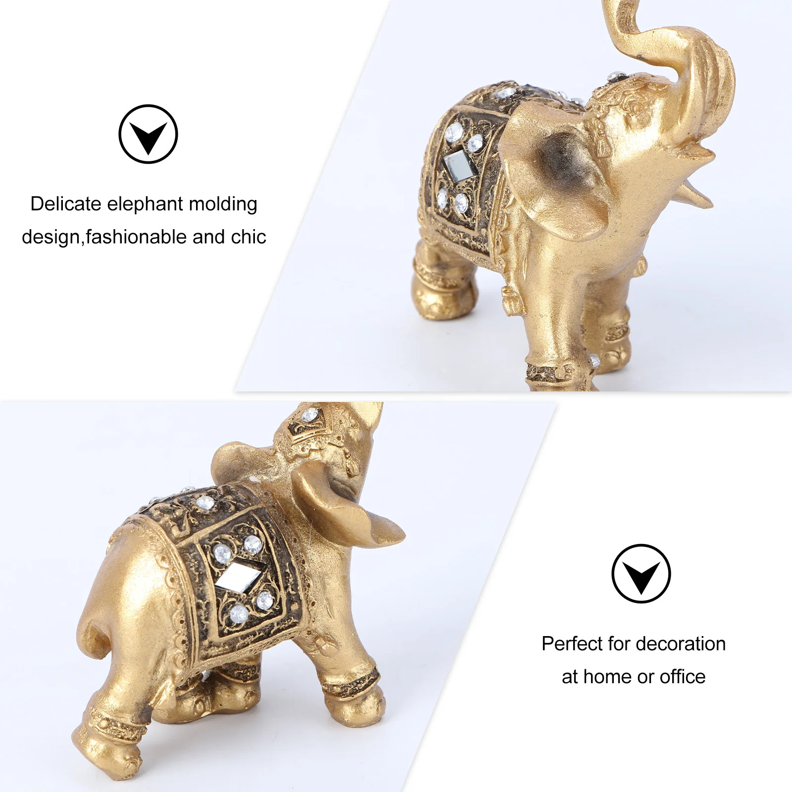

Creative Resin Elephant Decor 9x9cm Golden Small Size Luxury Adornment Home Office Decoration Gift Elephant Decoration