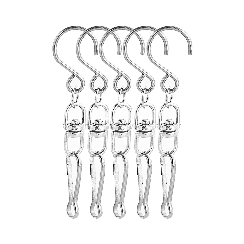 5PCS 5.5cm 360 Degree Swivel Hooks Clip for Hanging Wind Spinners Chimes Flower Pots Plants Bird Feeders Crystal Twisters S Hook