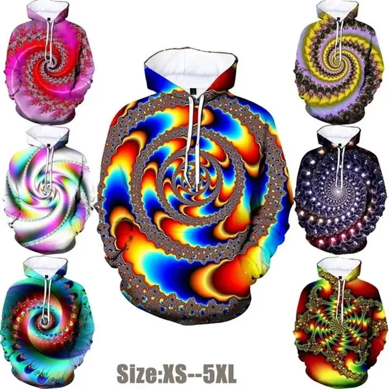 Vertigo Hypnotic Hoodie Men Clothing Cool 3D Paisley Print New in Hoodies Sweatshirts Women Harajuku Fashion y2k Pullovers Hoody