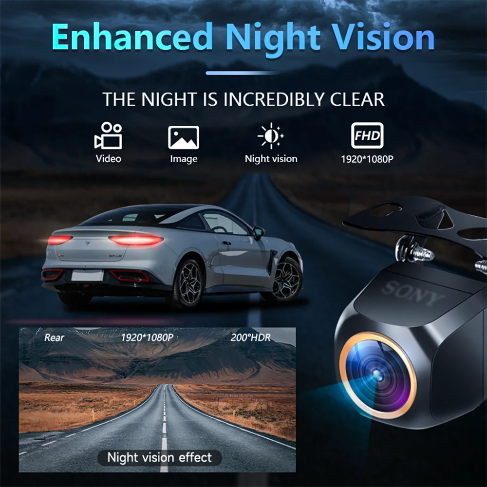 For AHD 1920x1080P Car Rear View Camera 200° Fisheye Golden Lens Full HDR Night Vision Vehicle Back Car Reversing Front Camera