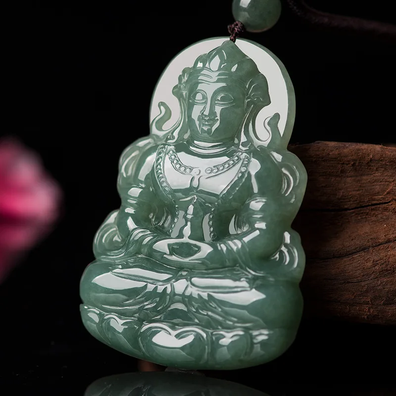 

Natural Jade Guanyin Buddha Pendant Jadeite Charm Necklace Exquisite Jewelry Luck Amulet Fashion Accessories Sweater Chain Gift