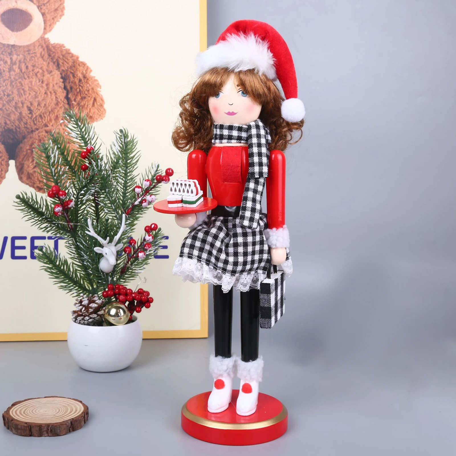 38cm Wooden Nutcracker Ornaments Nutcracker Figurines Desktop Ornaments Gift  Christmas Decoration