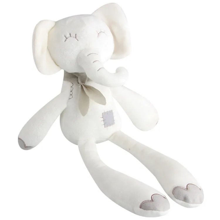 Elefante brinquedos de pelúcia para bebê, boneca de pelúcia calmante, pernas longas brancas, desenhos animados simples, decoração do quarto, sono, Ins, 0-3 anos de idade