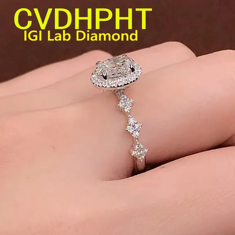 4 Carat Real Solid 14K White gold Lab grown dimaond ring IGI Pear cut D color Wedding engagement ring ﻿ ﻿ ﻿