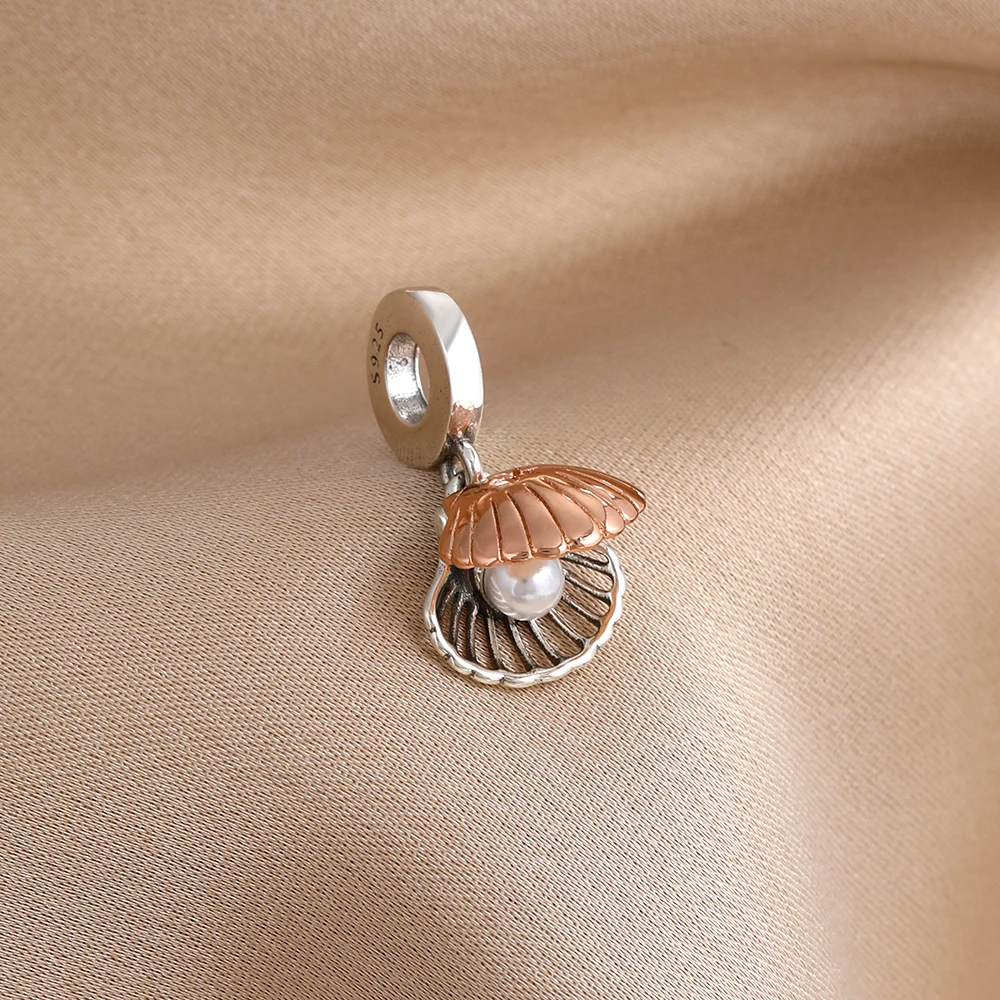 New 925 Silver Rose Gold, Shell, Butterfly, Bell, Heart shaped Bead Pendant Fit Original Bracelet DIY Exquisite Jewelry - view 3
