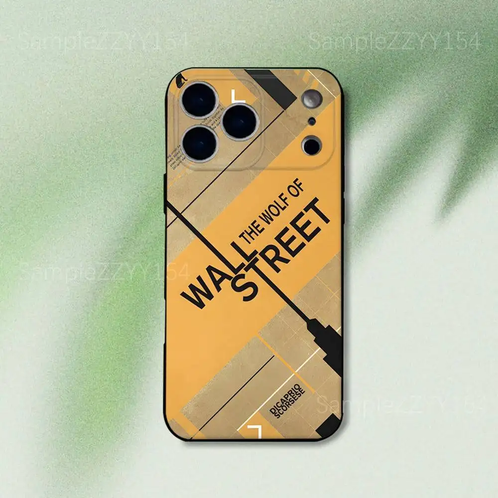 حافظة هاتف W-Wolf Of Wall Street لهاتف iPhone 17,16,15,14,13,12,Pro,Max,Plus,E,SE4,Air,Mini Black Soft Funda