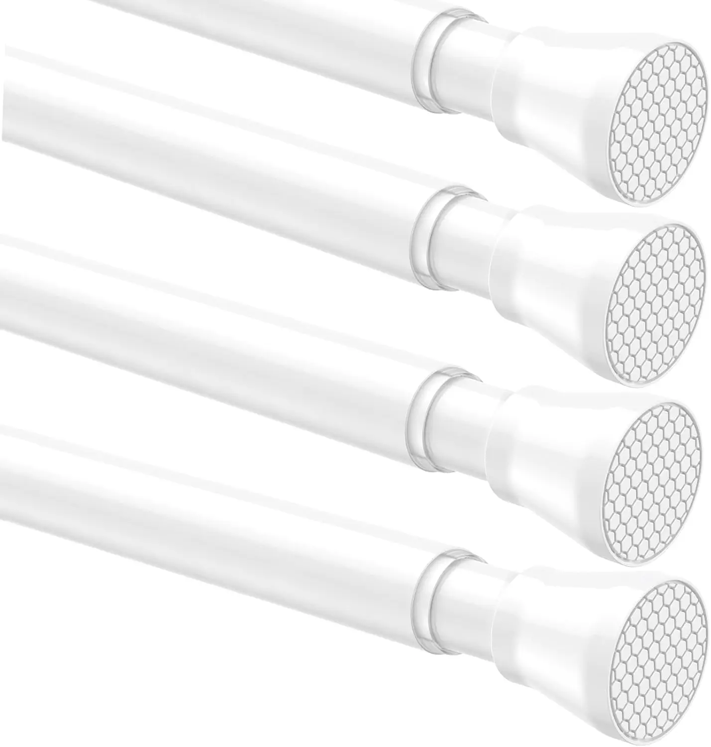 

4-Pack Adjustable Spring Tension Rods for Windows, 28-48 Inch, White, No Drill Installation