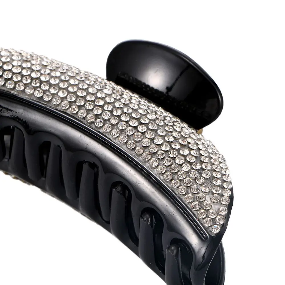 Fashion Black Shining Large Hairpin Headwear Rhinestones Full Crystals Hair Claw Hair Clamp