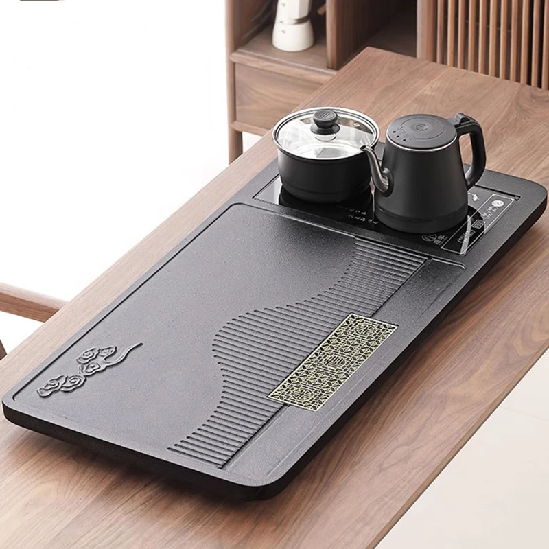 Black Tableware Tea Tray Luxury Living Room Rectangle Long Chinese Kitchen Valet Office Pot Tea Tray Table Bandejas Teaware