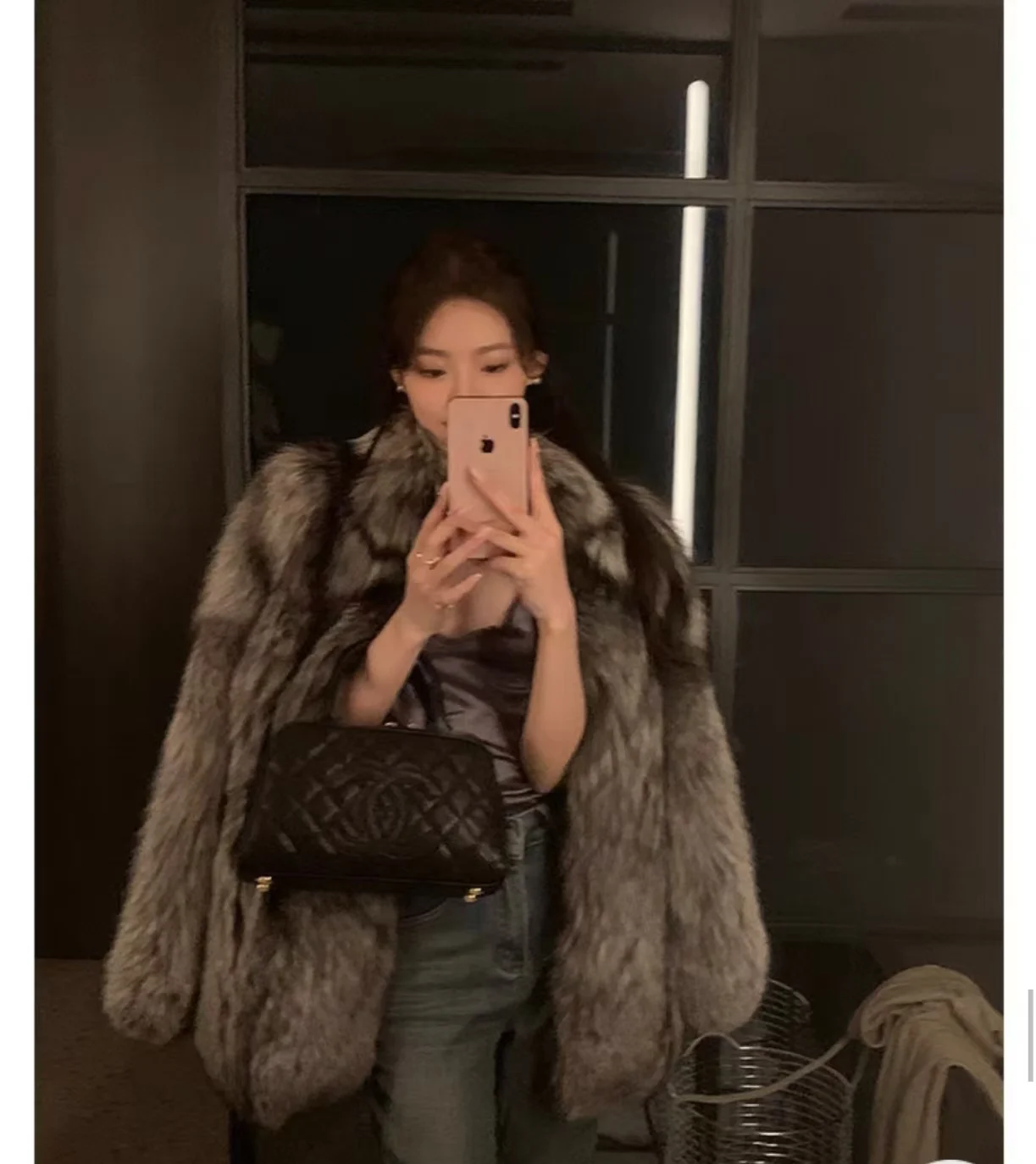 

2024 Large Natural Real Fox Fur Winter Luxury Temperament Celebrity Elegant Korean Jacket Coat Silver Fox Super Fashion Jacket