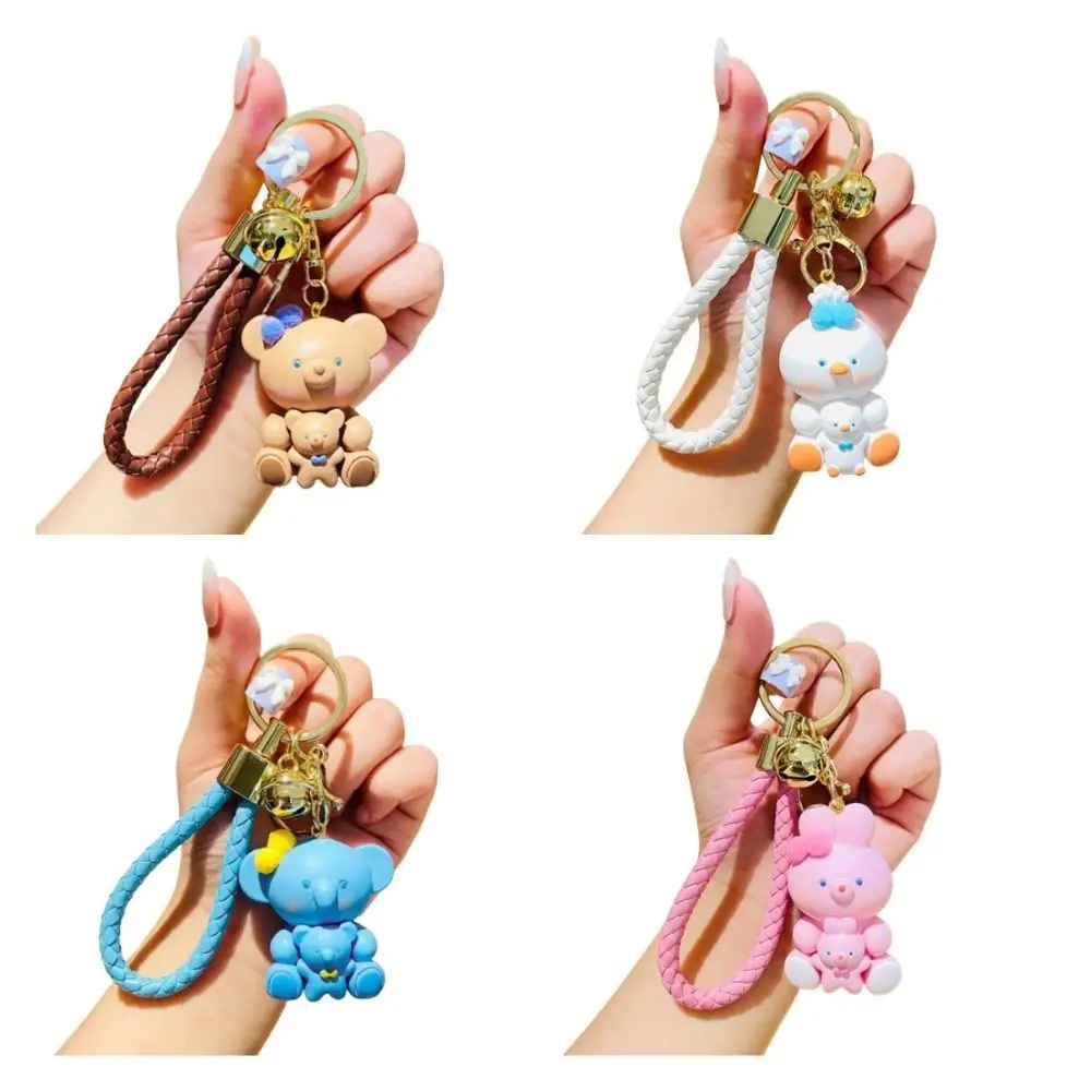 Fashion Bear Rabbit Keychain Resin Creative Elephant duckling Keyring Cute Delicate Animal Key Chain Kid Doll Toy