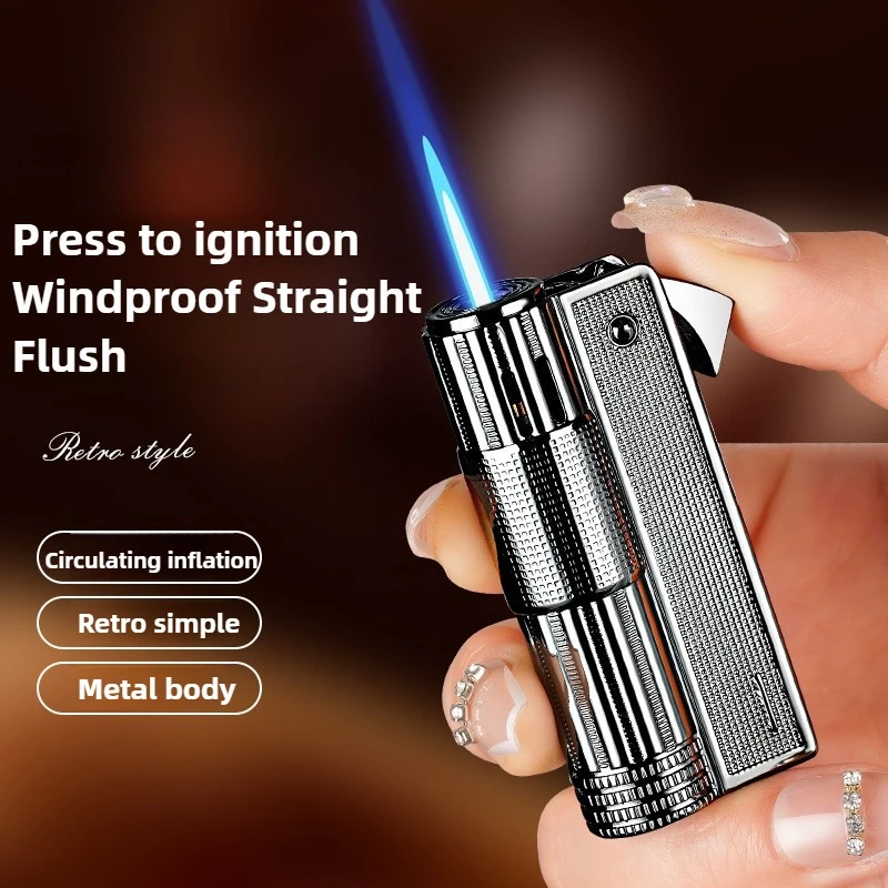 Vintage Austrian Torch Butane Inflatable Lighter, Retro Metal Windproof Lighter, Loop Inflatable Practical Ignition Tool