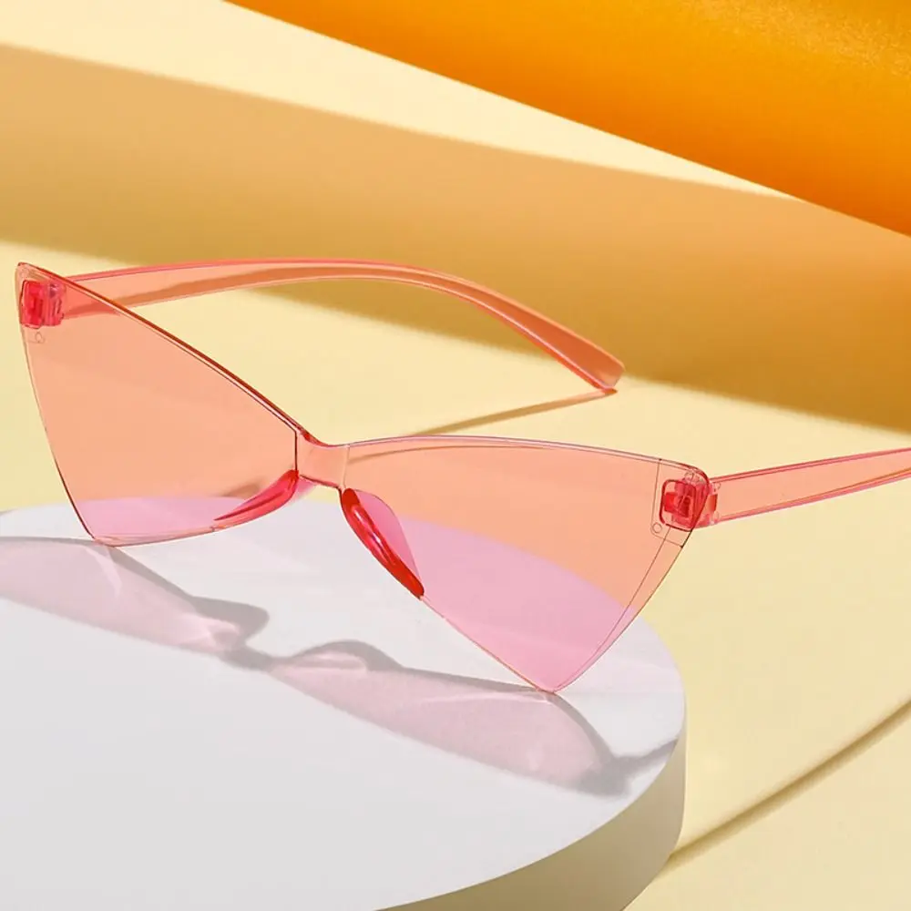 Rimless Triangle Sunglasses One Piece Colored Transparent Sun Glasses for Women Men Candy Color Shades Funny Party Supplies