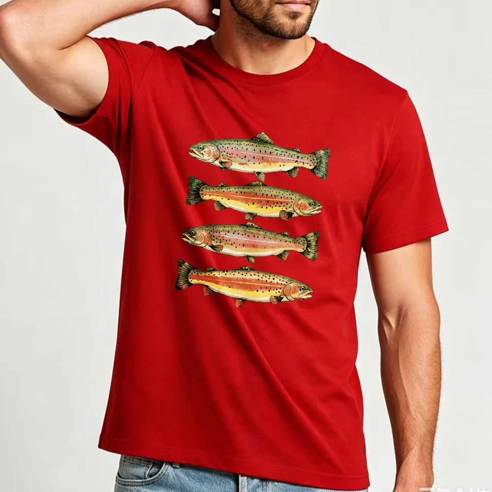 Trout Fish Shirt Rainbow Trout Quartet Graphic Tee Aquatic Life Freshwater Angler Men Women Fashion Top Unisex Cotton Casual Tee