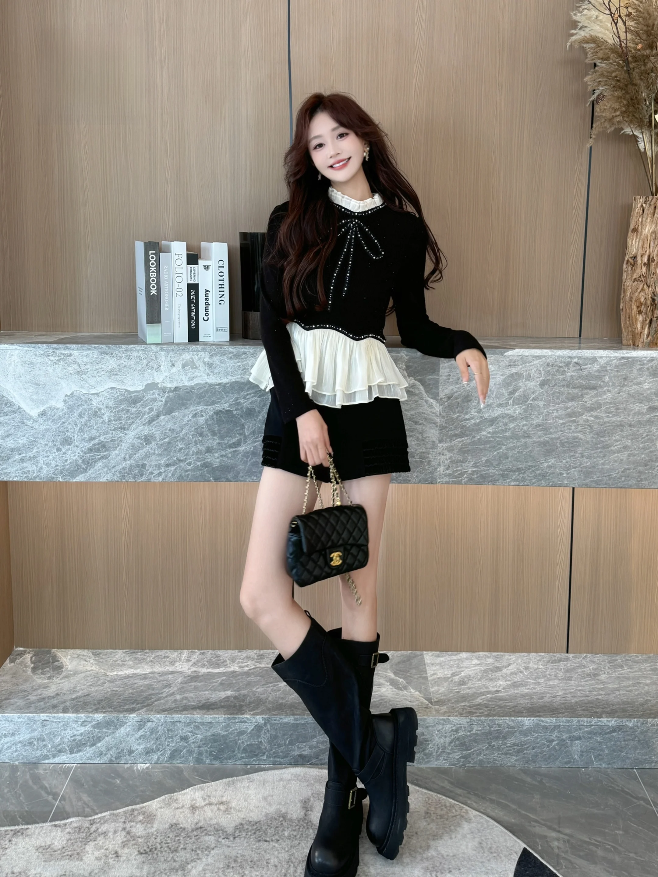 

Annelily Ele Versatile irt Autumn New Design Breathable Comfortable Nylon Acrylic Polyester Spandex Casual round Ne L...