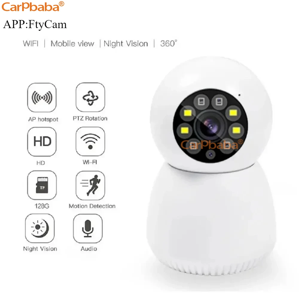 CARPBABA-Caméra de surveillance intérieure intelligente IP WiFi, moniteur sans fil pour bébé, suivi automatique, protection de sécurité, bonhomme de neige