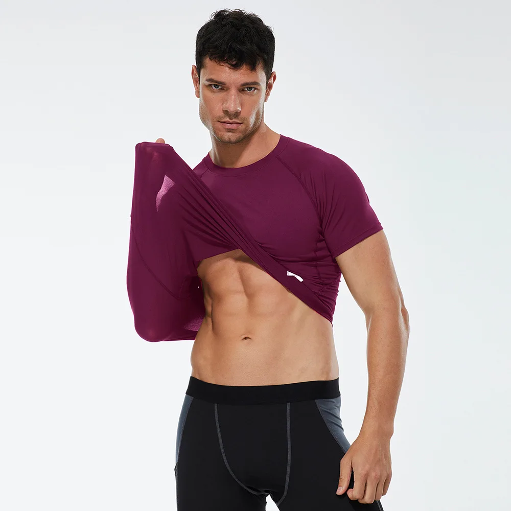 Compression T Shirt Men Summer Sportswear Running T-shirt Elastic Quick Dry Sport Tops Tee Athletic Gym Workout Shirts Men