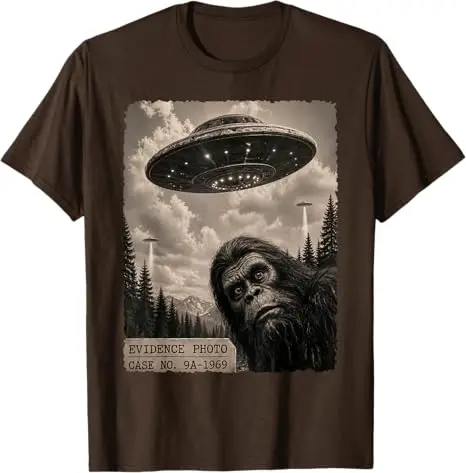 Y2K Jungenmode Lustiges Bigfoot-Grafik-T-Shirt Alien UFO Vintage Beweisfoto T-Shirt Humor UFO Sasquatch Believers Grafik-T-Shirt – Detail 10