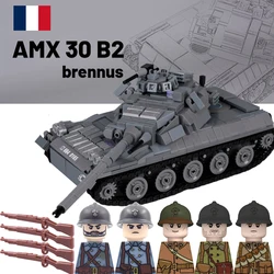 WW2 Military France AMX 30 B2 Brennus Tank Building Blocks Soldiers Vehicle Figures 98k Accessories Kids Toys