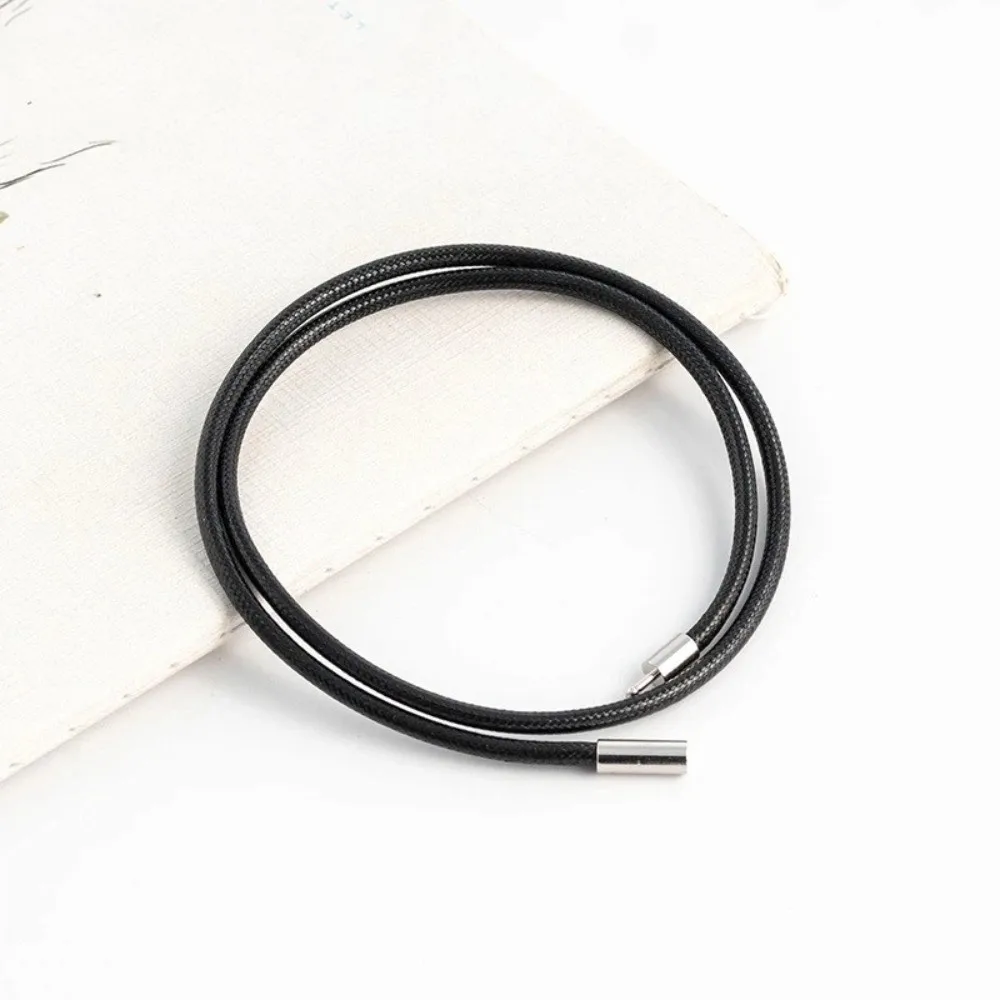 New Black Leather Rope with Clasp DIY Pendant Braided Cord Waterproof 45cm Cord Chain Line String Jewelry Making Accessories