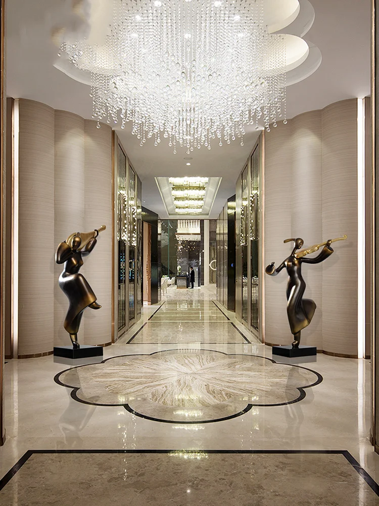 Modern creative music character decorations. Hotel lobby welcome character sculptures