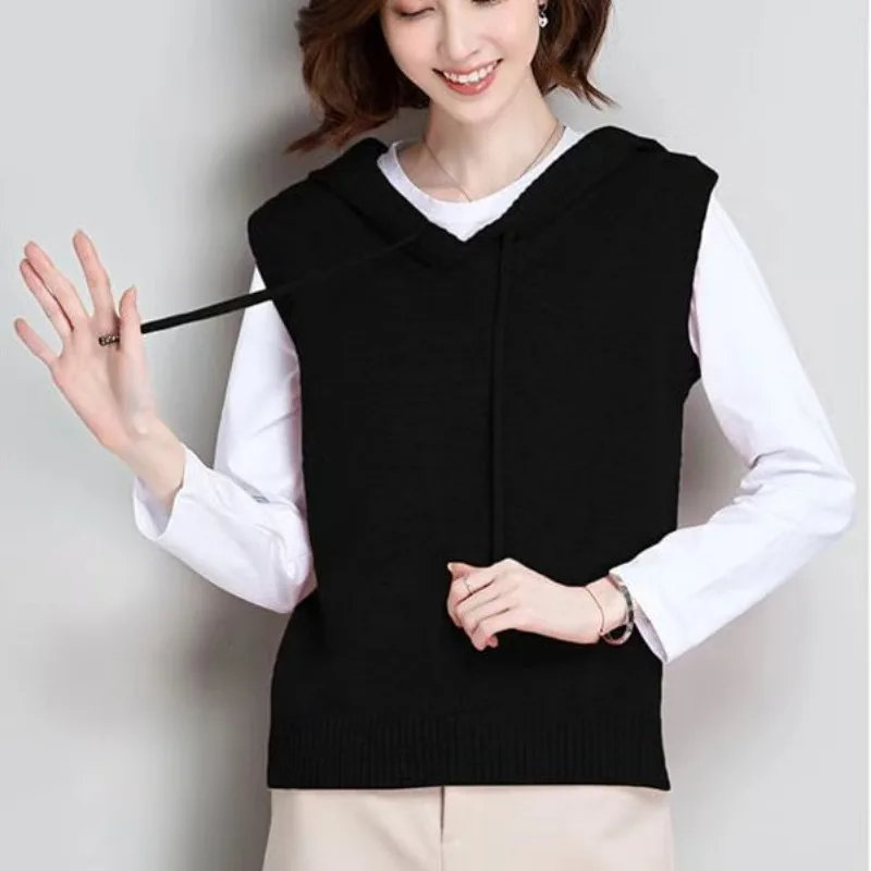 2025 여성용 신상 스웨터 베스트 봄 가을 후드 스웨터 말 클립 재킷
