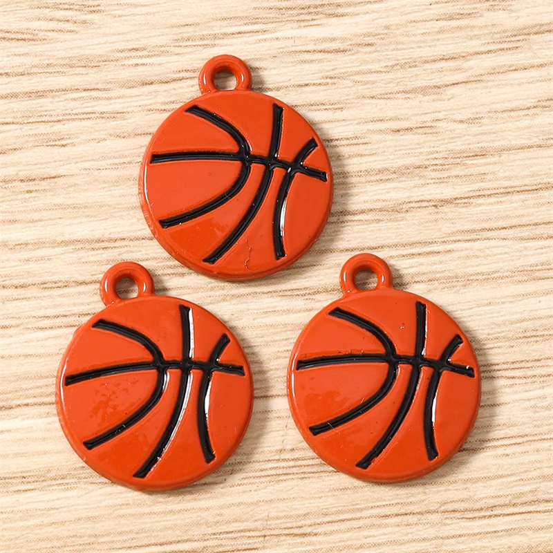 Tusember 20 Stück 15*18mm Niedliche Emaille-Sport-Basketball-Anhänger für die Herstellung von Halsketten, Ohrringen, Armbändern, DIY-Bastelarbeiten und Schmuck – Detail 3
