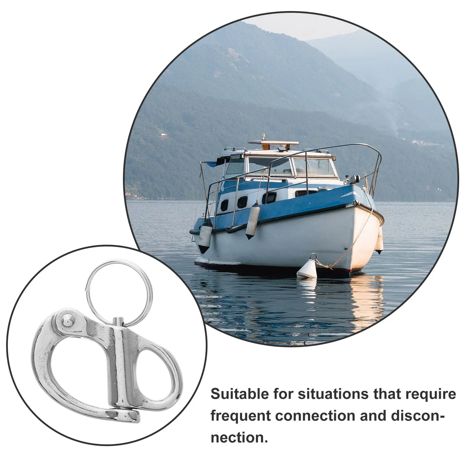 2Pcs Fine Workmanship Stainless Steel Quick Release Spring Shackle Swivel Snap Shackle for Boats Sailboats Keychains Chains