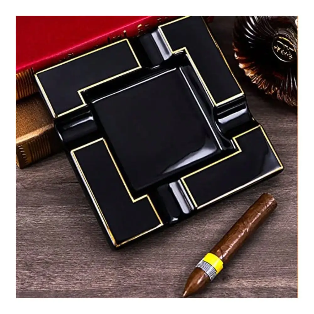 

Большая керамическая пепельница для сигарет и сигар, черная, для мужчин, для путешествий, для дома, улицы, патио, офиса, подарок 7.3