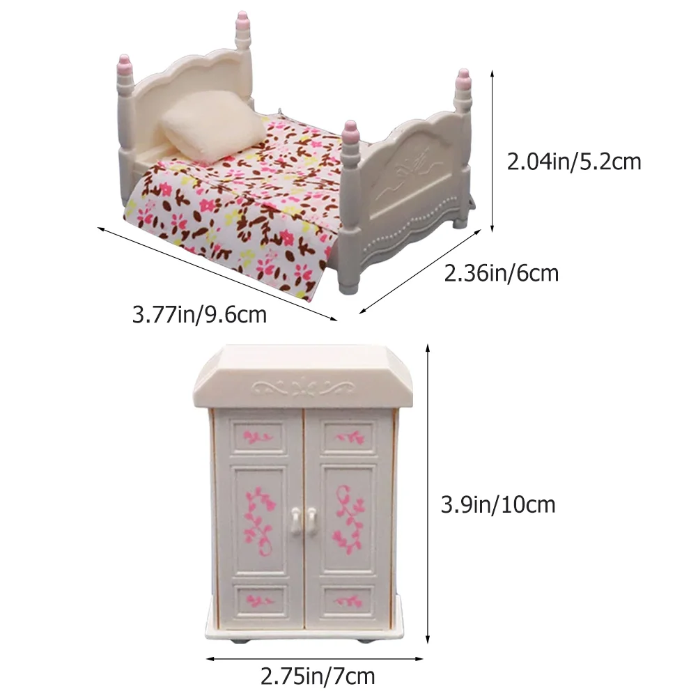Bedroom Set Model Mini Decor Toys Realistic House Home Accessories Children Miniature Decorate Decorative