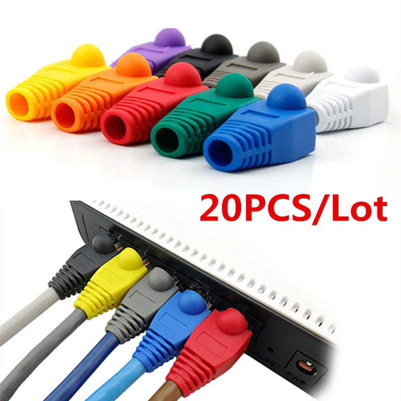 20Pcs RJ45 8P8C Network Cable Connector Adapter Cover Cap / Boot for CAT 5/5e/6