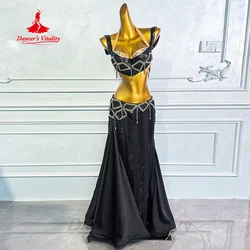 Belly Dancer Costumes Women's Customization Senior AB Stones Bra+Sexy Fishtail Long Skirt 2pcs Oriental Dance Performance Outfit