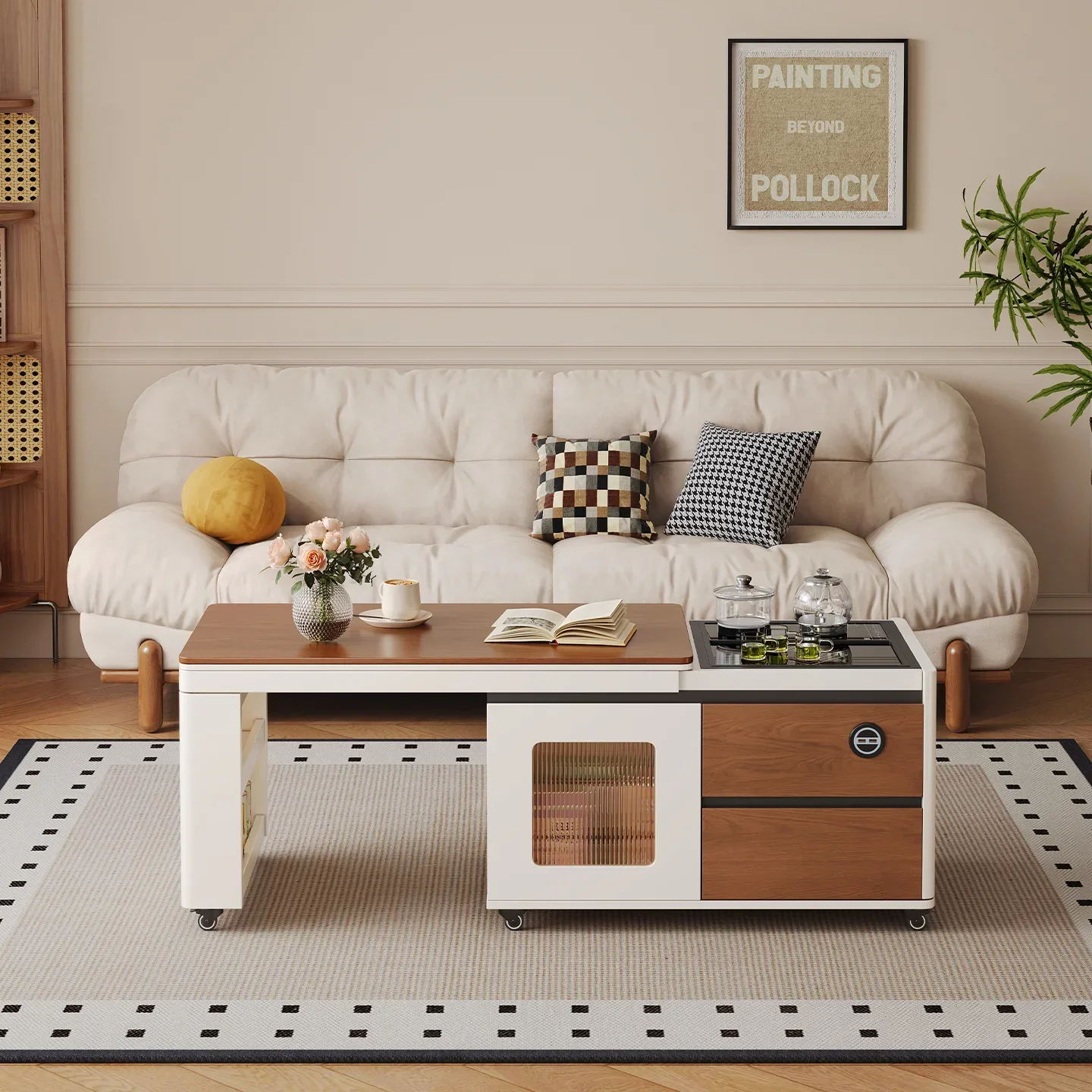 Movable Tea Making Integrated Living Room Household Small Apartment Lifting And Retractable Multi-functional Coffee Tablen29