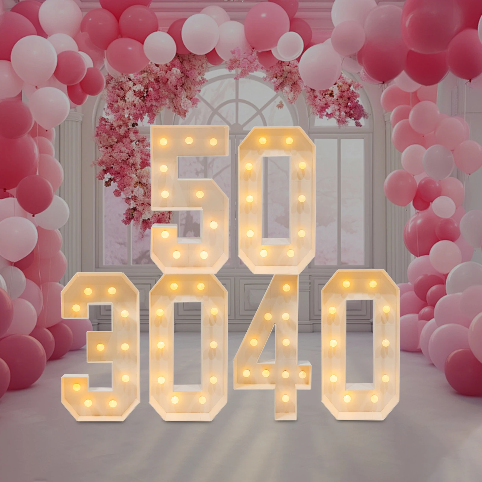 

30/40/50th 3D светодиодный светильник для украшения дня рождения, светящиеся цифры для вечеринок по случаю дня рождения, юбилея
