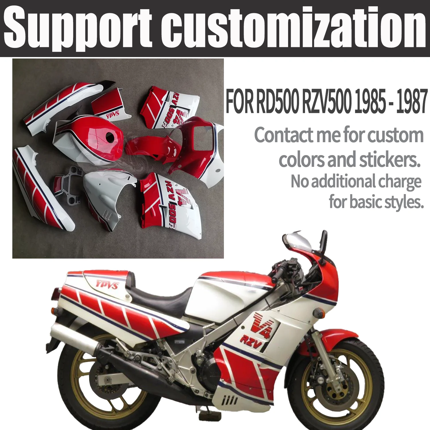 

Customized Motorcycle ABS Fairing Set Fit for YAMAHA RD500 RZV500 1985 1986 1987 Bodywork Pane Kit RD 500 RZV 500 85 86 87