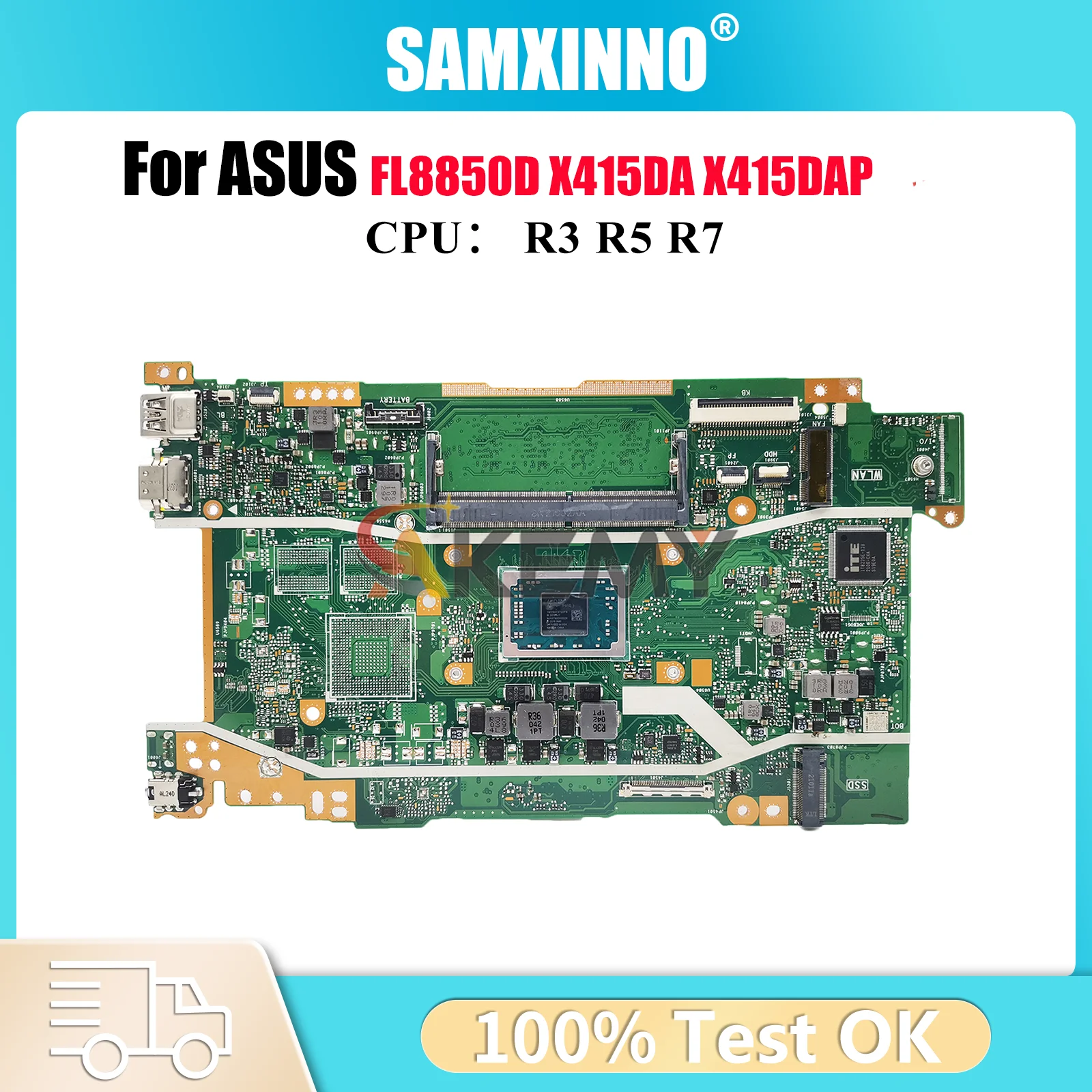 

X415DA Laptop Motherboard For ASUS VivoBook FL8850D X415DA X415D X415DAP Notebook Mainboard With R3 R5 R7 CPU 100% tests OK stk