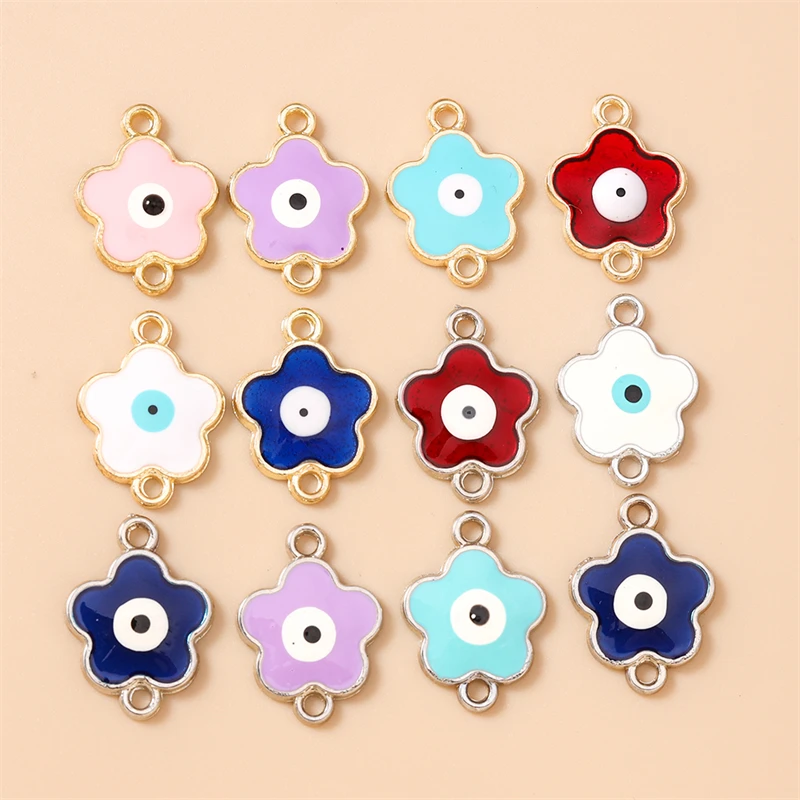 20 Stück niedliche bunte Emaille-Blumenfächer-Anhänger-Verbinder für die Herstellung von Armbändern, Halsketten, DIY-Handwerksarbeiten, Schmuckzubehör – Detail 7