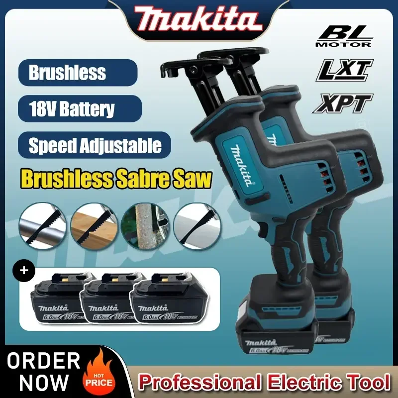 2026 Makita Cordless Brushless Reciprocating Saw Speed Adjustable Brushless Metal Wood Electric Saw Power Tool For 18V Battery