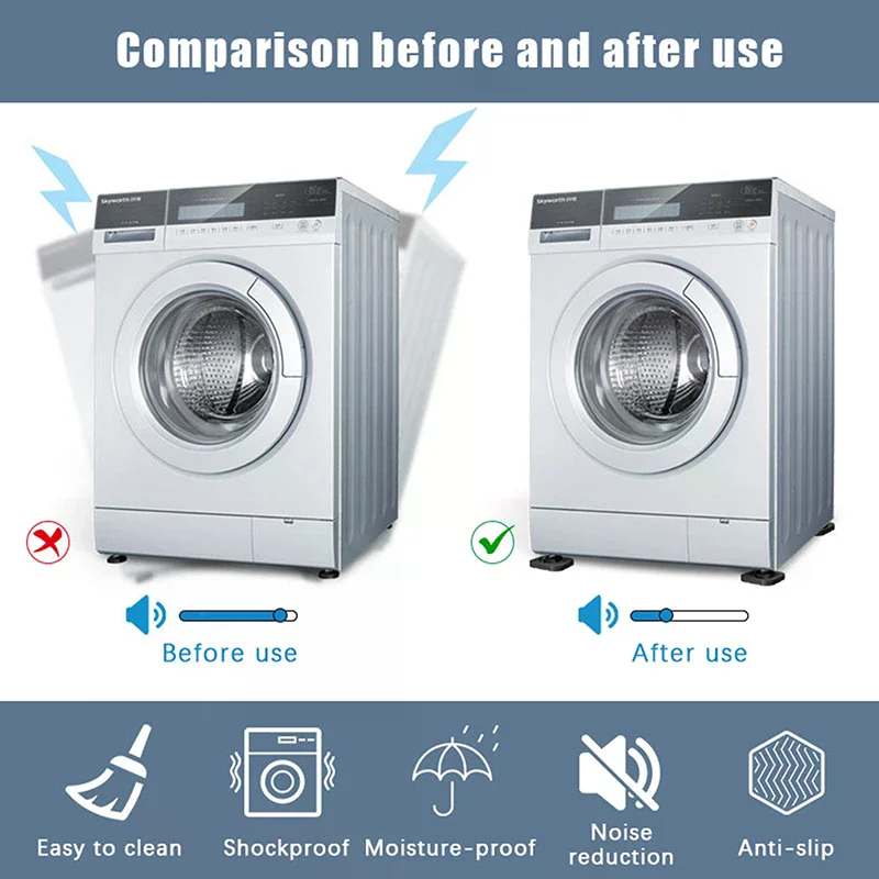 4/8PCS Anti Vibration Feet Pad Rubber Mat Anti Slip Silent Dampers Stand Universal Refrigerator Furniture Foot Pad
