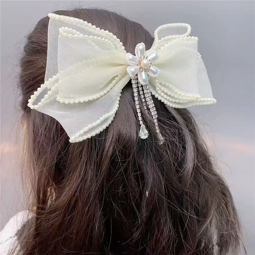 Nowe kobiety orchidea frędzle Rhinestone biżuteria spinka do włosów damskie dziewczyny koronki szpilki do włosów kucyk warkocz damski wykwintne nakrycie głowy